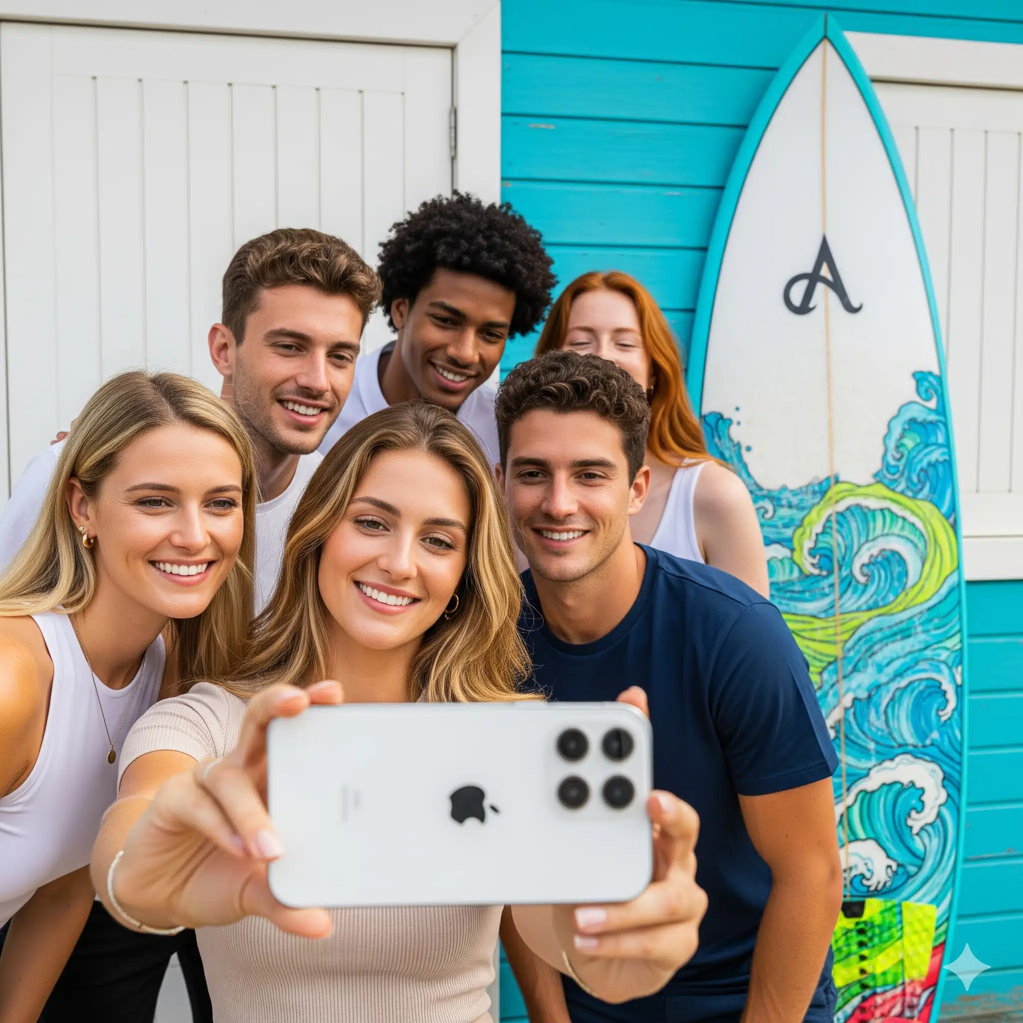 Gruppe von Freunden beim Selfie für ihre Instagram Follower machen